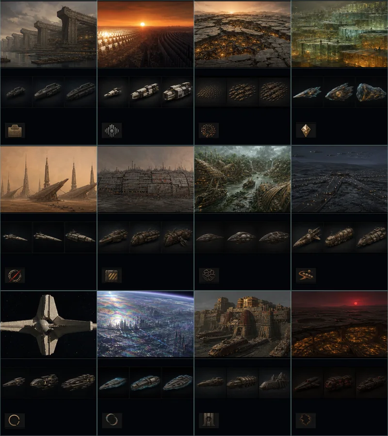 Contact sheet of the twelve race visual identities